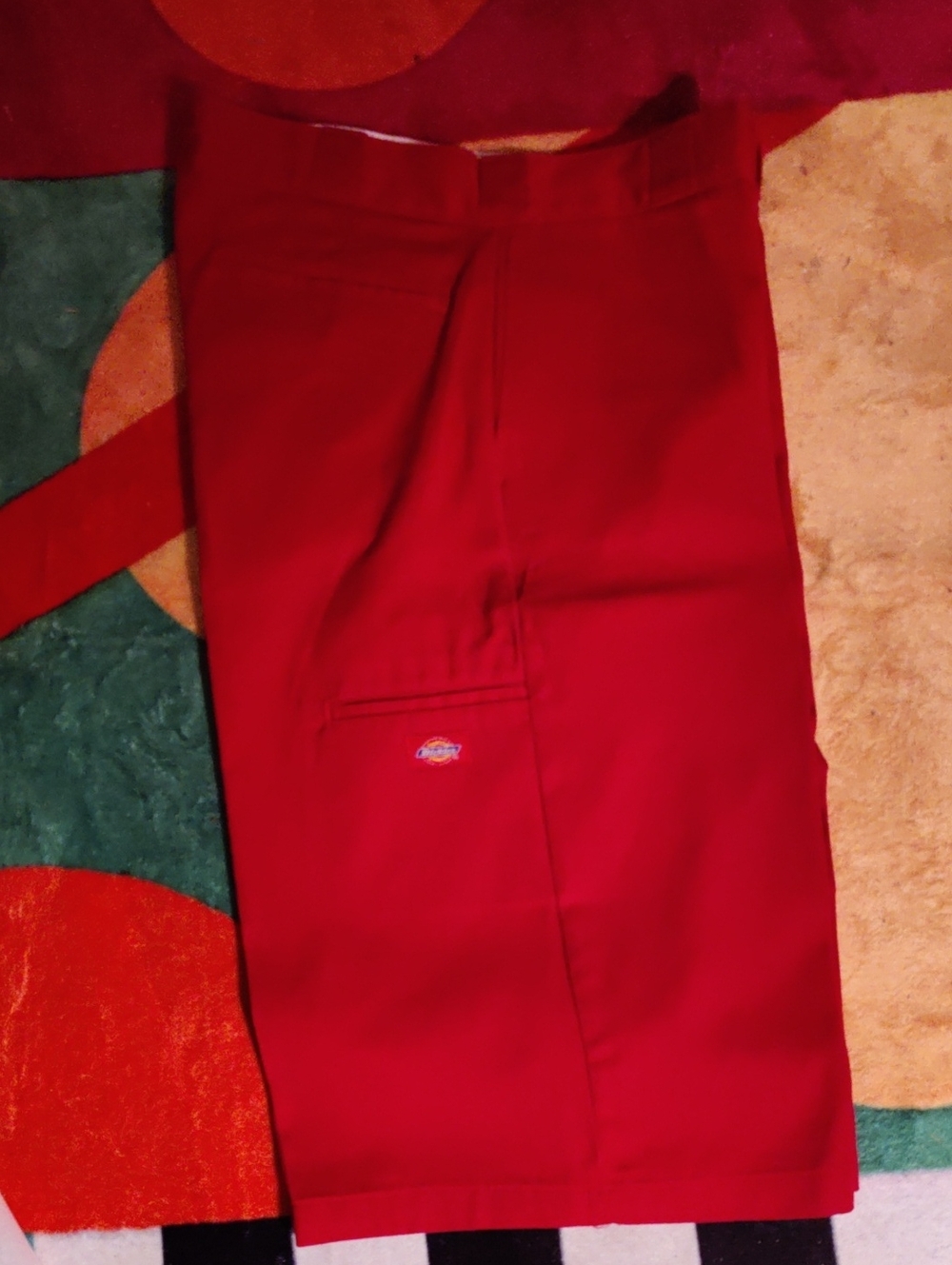 Vntg 41283 Dickies Punk Skate Loose Long Red  Shorts with Pocket Logo